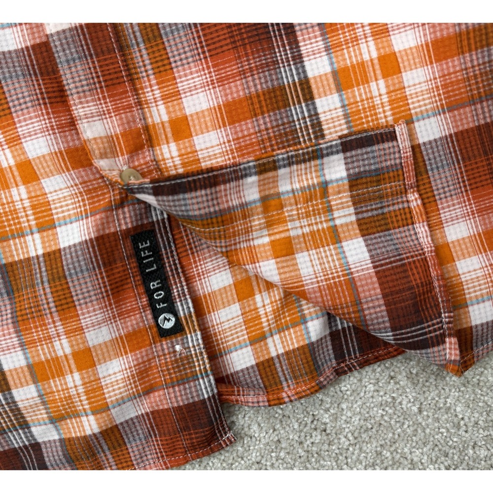 Marmot Button Down Shirt Mens XL Orange Plaid Short Sleeve Hiking Outdoor Casual - Picture 4 of 10